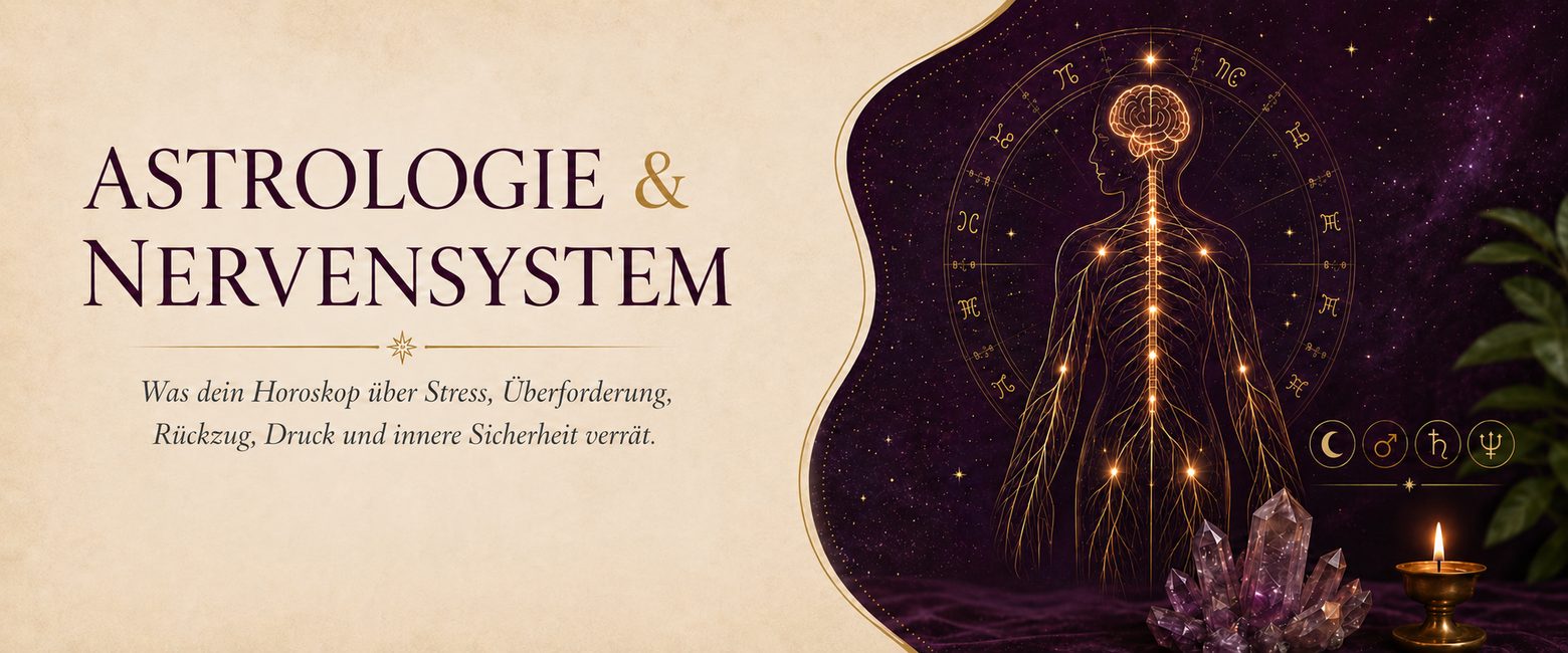 Astrologie und Nervensystem. Was dein Horoskop über Stress, Überforderung, Rückzug, Druck und innere Sicherheit verrät.